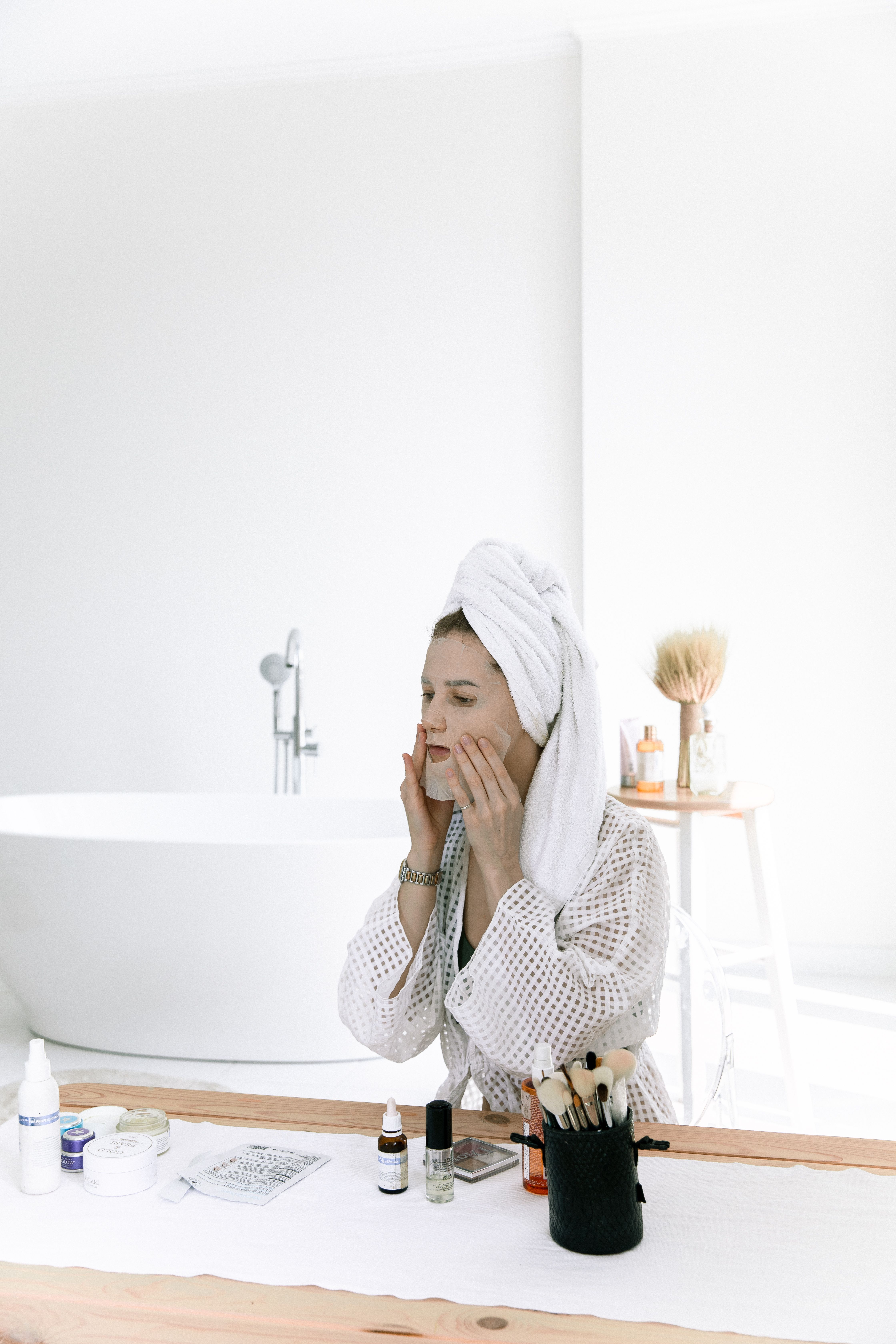 Minimalist skincare and wellness product styling.